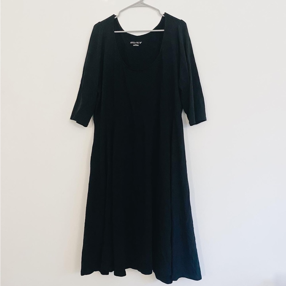 $22 | Ava and Viv 3/4 Sleeve
Midi Dress | 2XL | Black | Very Good
Condition